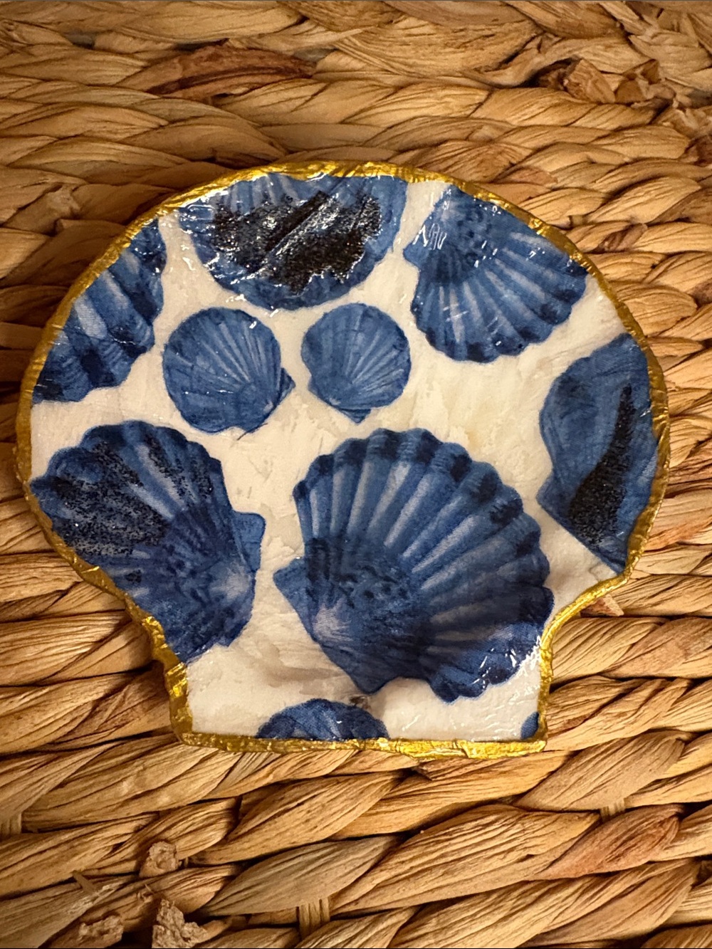 Handcrafted Blue Shell Trinket Dish